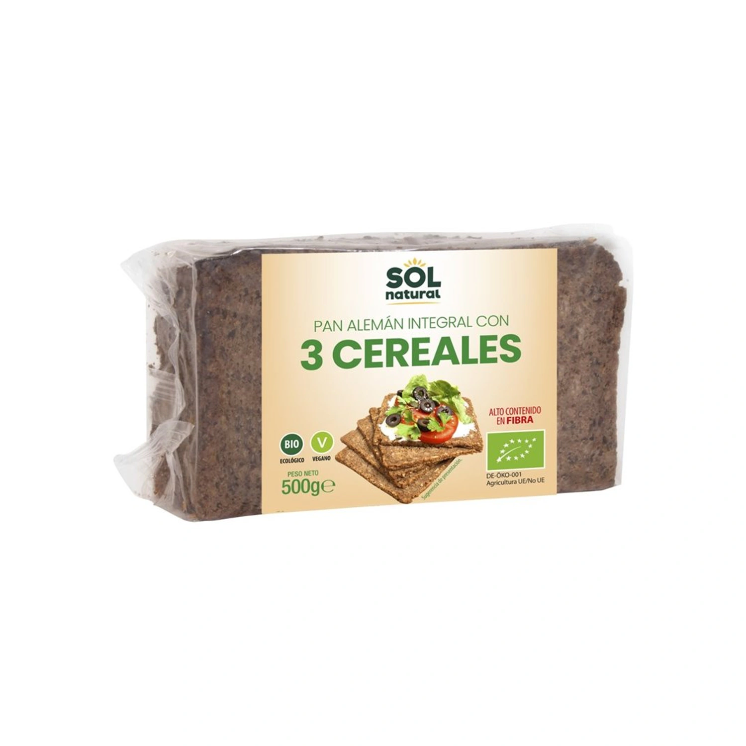 Pan alemán integral de tres cereales Bio 500 g Sol Natural