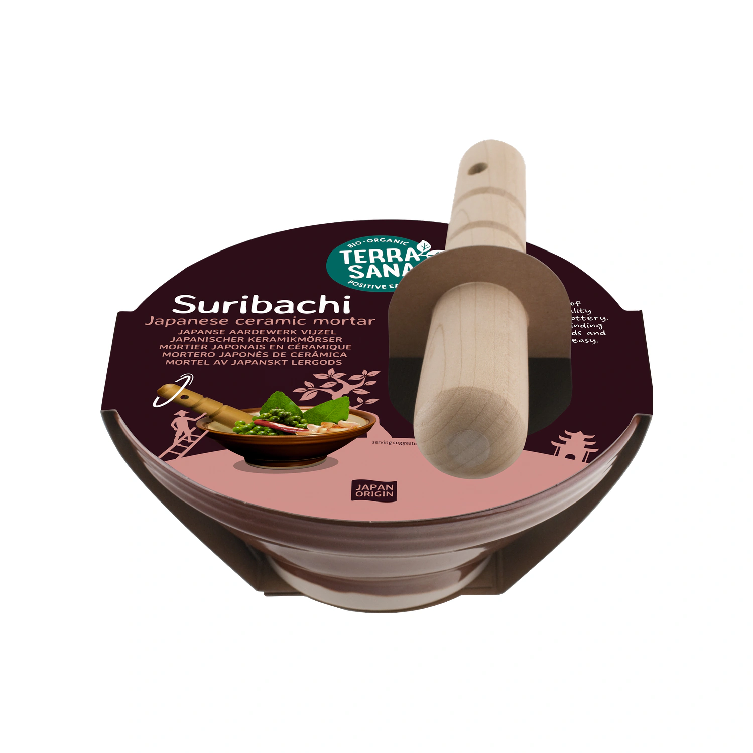 Mortero suribachi de cerámica 18 cm TerraSana
