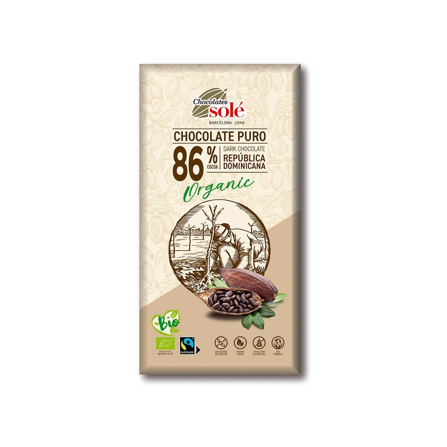 Chocolate negro 86% cacao Bio 100 g Chocolates Solé
