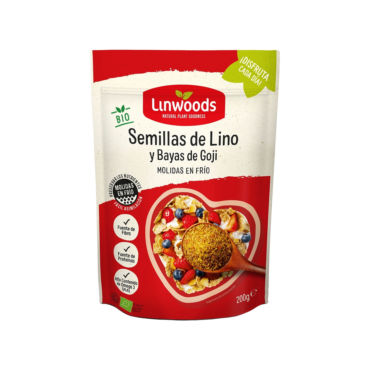 Semillas de lino y bayas de goji molidas Bio 200 g Linwoods
