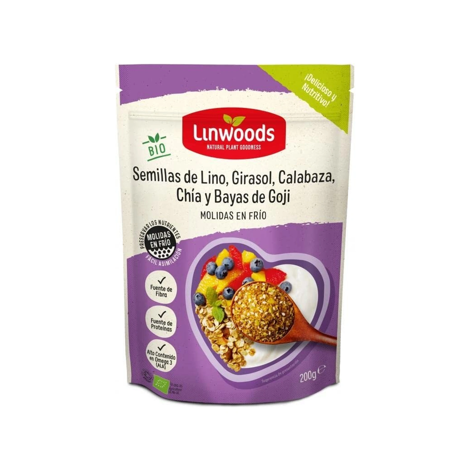 Semillas de lino, girasol, calabaza, chía y bayas de goji molidas Bio 200 g Linwoods