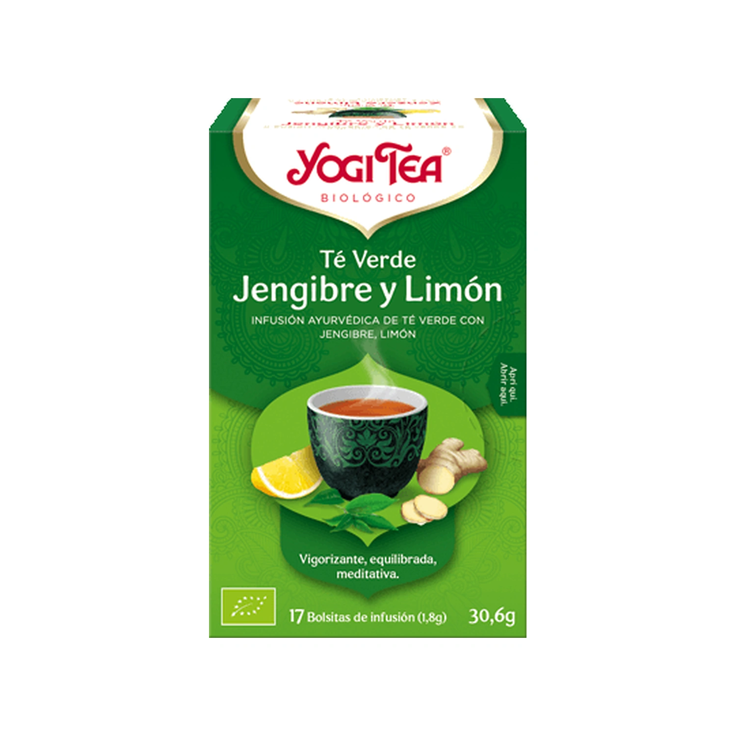 Té verde de jengibre y limón Bio 17 x 1,8 g Yogi Tea