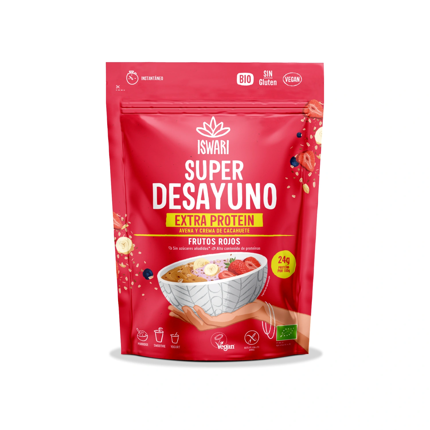 Superdesayuno Extra Protein de frutos rojos Bio 360 g Iswari