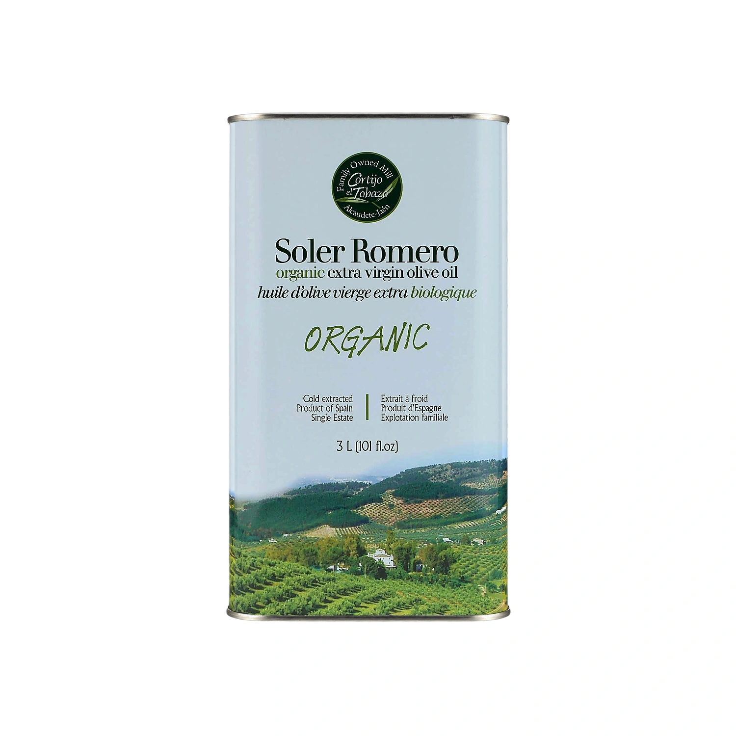 Aceite de oliva virgen extra Picual Bio 3 L lata Soler Romero